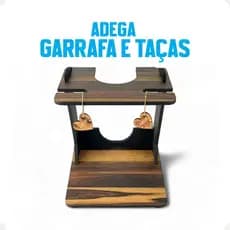 Adega De Vinho Em Mdf Com Suporte Garrafa E 2 Taças Decoração Elegante Ideal Para Presente