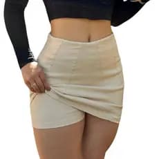 Short Saia de Bengaline com Zíper na Lateral Cintura Alta bem confortável