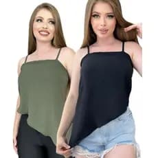Kit Duas Blusa Assimétrica Feminina Moda Tendência Regulagem Verão