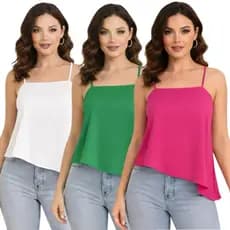 Kit 3 Regatas Assimétrica Moda Feminina Casual Chique Executiva Minimalista Look Trabalho Office Wear Tendência