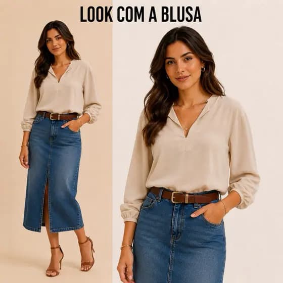 Blusa Feminina Tecido Dunas Várias Cores Manga 3/4 Moda Evangelica