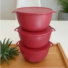 Kit 3 Potes Grandes de Plástico com Tampa |Saladeira de 2.800 L| Kit Potes e Vasilhas para Cozinha