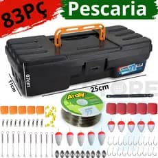 kit pesca, acessório profissional, equipamento pescaria completa artigos barato de piau brinquedo