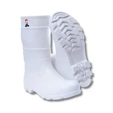 Bota PVC Galocha Unissex Branca 26cm Cano Médio Impermeável Industrial Sem Forro Ideal Faxina Acougueiro