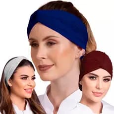 Turbante Touca Kit 3 Peças Vira Faixa 2 Em 1 Profissional