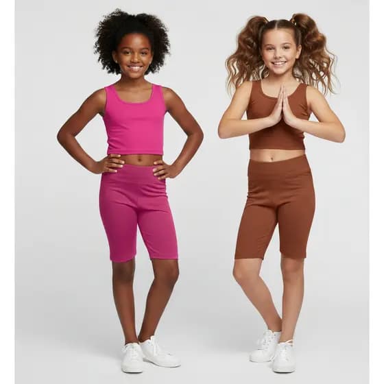 2 Kits Roupa De Ginástica Infantil Feminina Conjunto Treino