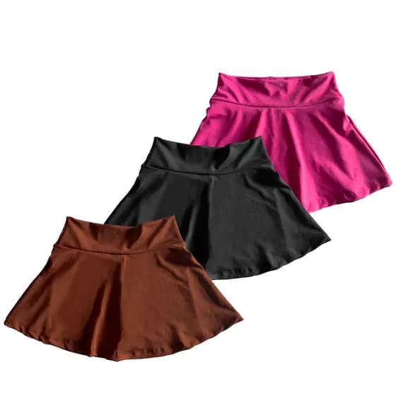 Shorts-saia Infantil  Escolar Treino Menina Roupa De Ginástica 3 Un.