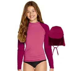 Camisa Infantil C/ Proteção Solar Uv Fps50+ Manga Longa  E Boné
