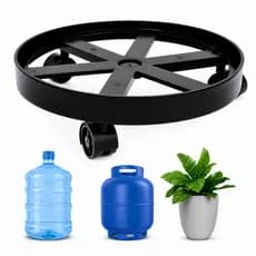 Suporte para Botijão de Gás com Rodinhas Carrinho Galão Vaso Base 55kg