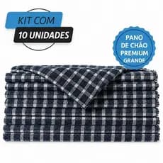 Kit 10 Panos de Chão Xadrez Saco Duplo Reforçado Algodão