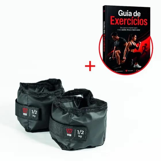 Par Caneleira Tornozeleira de Peso 0,5 kg WON Preto Fitness Academia Musculação Treino