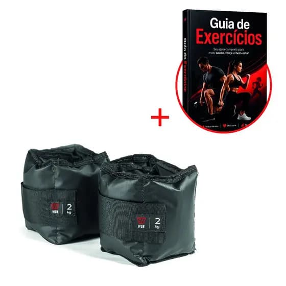 Par Caneleira Tornozeleira de Peso 2 kg WON Preto Fitness Academia Musculação Treine em Casa