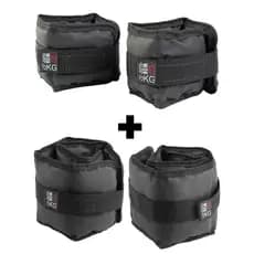 Kit Par Caneleiras 0,5kg + 1kg Profissional Won Tornozeleira de Peso Academia Treino Funcional Preto