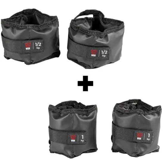 Kit Par Caneleiras Peso 0,5kg + 1kg Tornozeleira de Peso Treino em Casa Funcional Academia Pilates