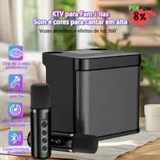 Alto-Falante Bluetooth Karaokê com 2 Microfones Sem Fio Transmissão Rápida e Diversão em Família