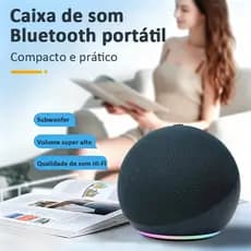 Caixa De Som Bluetooth Esférico Portátil | Luz RGB Bluetooth Qualidade Hi-Fi