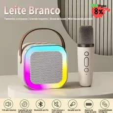 Caixa de Som LED Coloridas – 2 Microfones Karaokê BluetoothPortátil com Alça