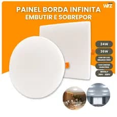 Painel Led Sobrepor Embutir 2em1 24w/36w 6000k Borda Infinita