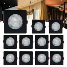 Kit 10 Spot Led 7w Dicroica Direcionável Quadrado Luz Branco Frio, Neutro ou Quente Bivolt Preto