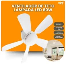 Ventilador de Teto Vt02 E27 Com Lâmpada Led Bivolt