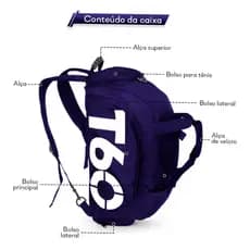Bolsa Academia Azul Multifuncional 3 Em 1 Impermeável Academia Viagem Porta Tênis