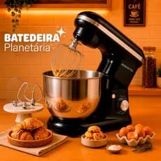 Batedeira Bolo Planetária de Bolo 700W Batedeira 5L Agrato Preta 3 Batedores