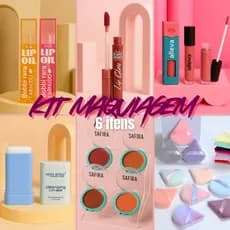 Kit Presente Maquiagem Essencial Básica Completa 6 itens Iniciante Gloss Blush Batom Surpresa Namorada
