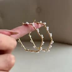 Par Argola Pérola Brinco feminino Delicado Orgânico Flor