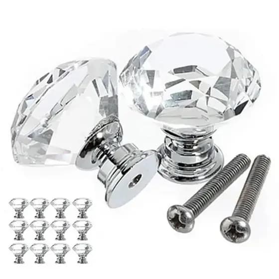 Kit 4 Puxador Cristal Para Armário Gaveta Moveis 30MM