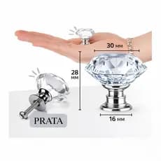 Kit 8 puxador para gavetas e armários modelo cristal 30mm