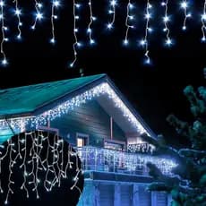 Cascata Natal 200/100 Lâmpadas LED 8 Funções Ou Fixo Fio Branco Pisca Pisca Decoração Ideal