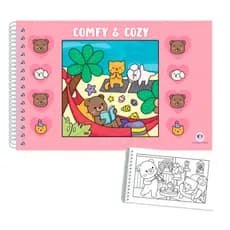 Livro De Colorir Comfy Cozy Capa Dura Desenhos Variados Folha Acetato Papel Gramatura 180g Edição Inédita