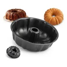Forma Assadeira Bolo Pudim Antiaderente Teflon Redonda com Furo Central Resistente 24cm
