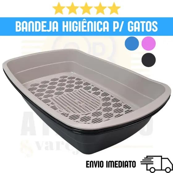 Caixa de Areia Sanitária para Gatos com Peneira Mec Pet Banheira Higiênica Furba 3 Peças Bandeja