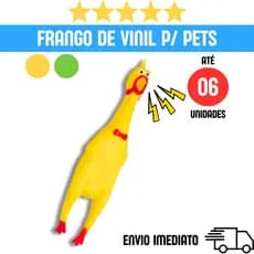 Frango de Borracha para Cães Furacão Pet | até 6 Unidades | Brinquedo de Vinil Galinha Barulho