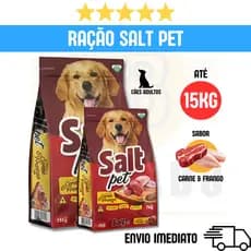 Ração Cães Adultos até 15kg Salt Pet Carne e Frango Sem Corante | 7kg ou 15kg