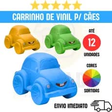 Carrinho de Vinil para Cachorro | até 12 Unidades | Brinquedo Mordedor Estilo Fusca Cores Sortidas