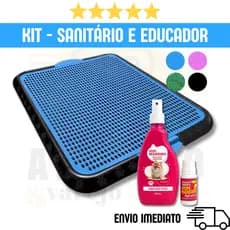 Kit Sanitário p/ Treinamento Tapete Higiênico + Educador Pipi Maneiro | Xixi Pode Pet Cães Cachorro