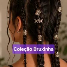 kit Bruxinha: 8 anéis de trança, adesivo e marca página, moda, cabelo, dread, terere, gótica, bruxa, pentagrama