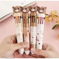 caneta ursinho, 10 em 1, escolar, estudos, caneta fofa esferográfica, várias cores, meninas e meninos