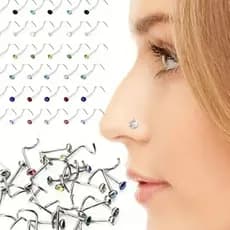 Piercing de nariz, em aço inoxidável, Resistente à Água, Cores Vivas, Não Escurece