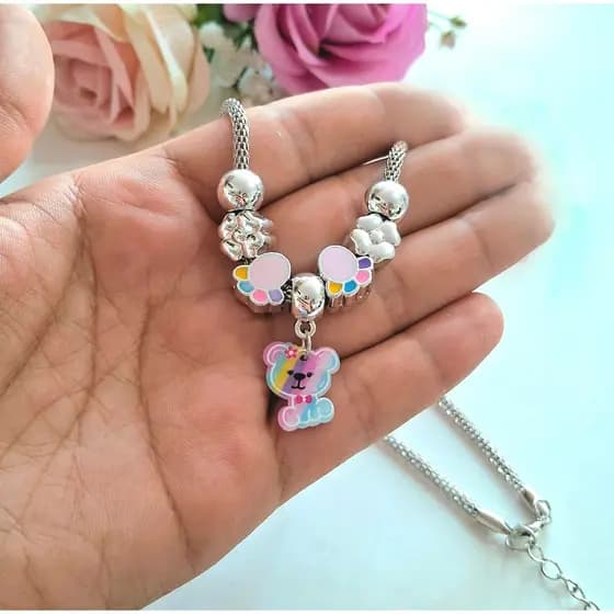 colar menina, presente lembrancinha infantil berloque borboleta, unicórnio, ursinho, mimo criança