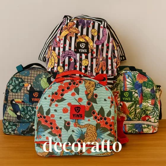 Bolsa Térmica 2 Compartimentos de Estampas Tropicais - Porta Marmita Lanche Bebida Portátil