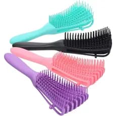 Escova Polvo Para Cabelos Cor Rosa Desembaraçadora 8 Pontas Flexíveis Anti-quebra