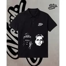 Camiseta Polo Preta Estampada Dessiiik e Leviano Album Vetiiin e Psiiiko Streetwear ENVIO IMEDIATO