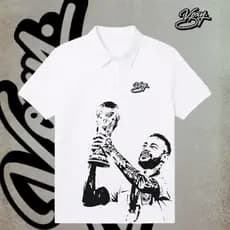 Polo Camiseta Estampada Ney Taça Streetwear Graphic Tees Camisa Respiravel ENVIO IMEDIATO