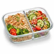 Pote Hermético Vidro 1040ml com Divisória Marmita com Tampa