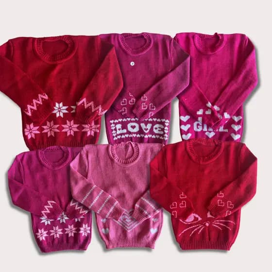 Kit 2 Suéter Tricô Bebê Menina Cores Sortidas Inverno