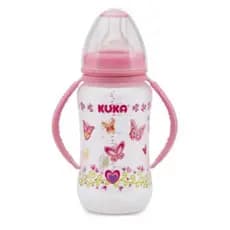 Mamadeira Kuka Natural Big 330ml Rosa com Alça Ortodôntica – Bico Nº 2 Conforto Total