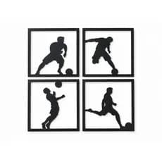Kit Quadros Futebol Jogadores MDF Preto 3mm Decoração Esportiva Para Quarto Sala Escritório